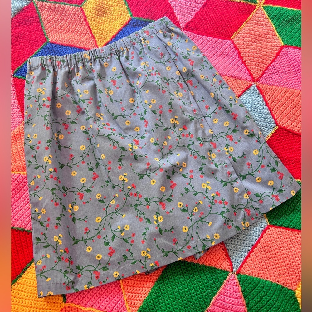 Vintage Floral Print Skort – 80s/90s Cotton Blend